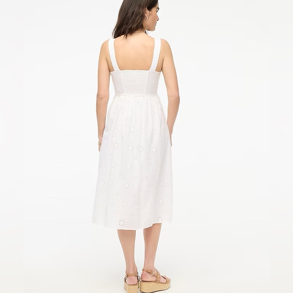 J.CREW White Eyelet MIDI Dress Size 2 - Picture 2 of 4